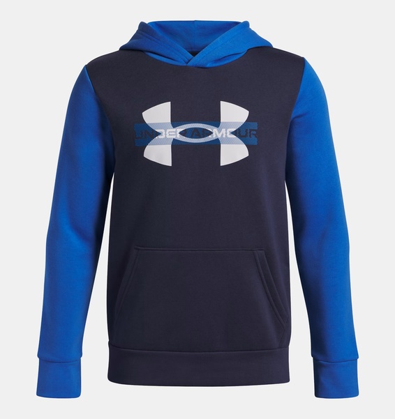 Mavi Erkek Çocuk UA Rival Fleece Colorblock Graphic Kapüşonlu Sweatshirt