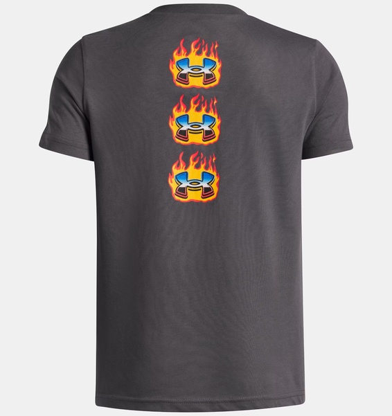 Gri Erkek Çocuk UA Flame Kısa Kollu T-Shirt
