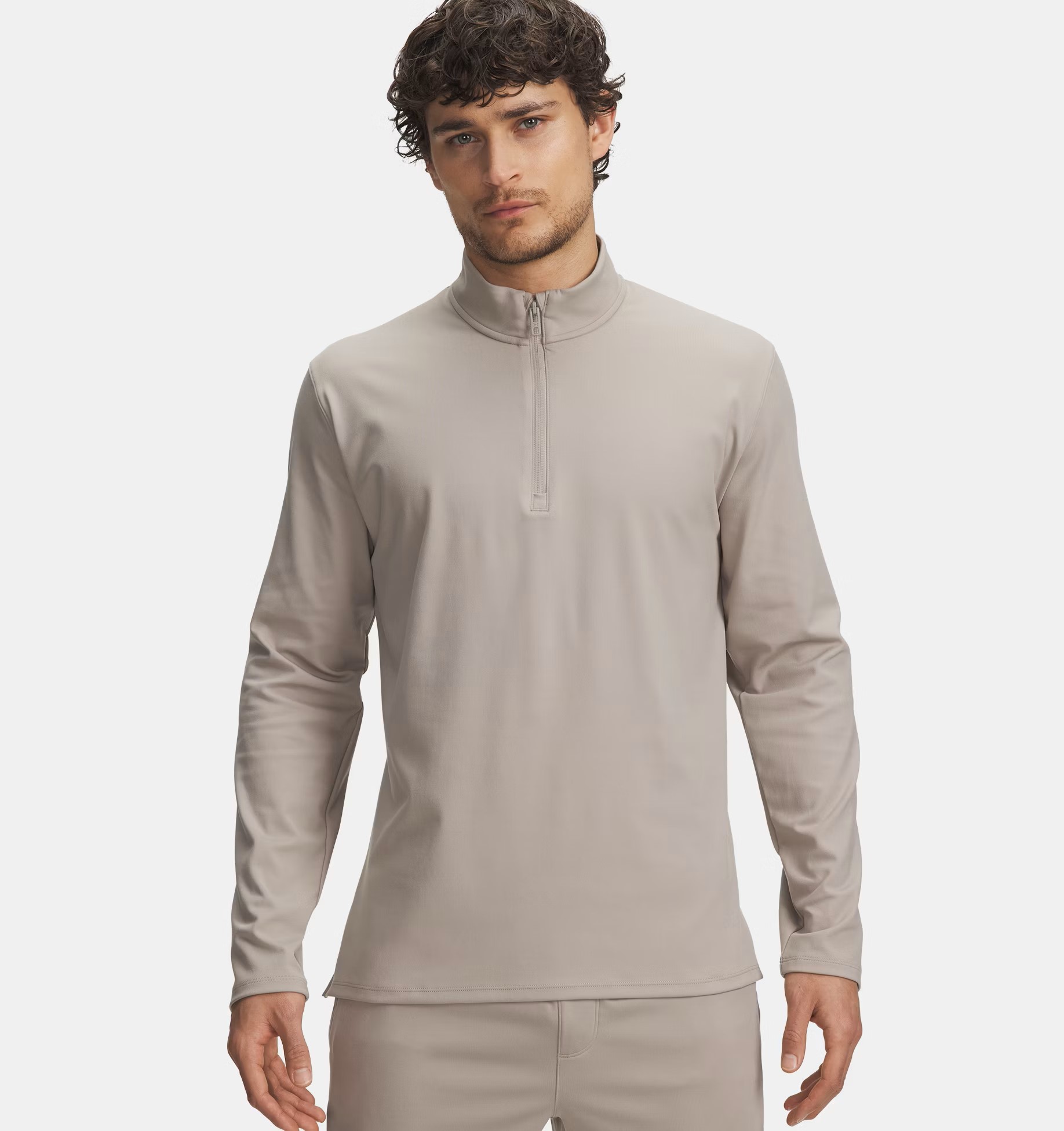 Erkek UA Meridian 1/4 Fermuarlı Uzun Kollu T-shirt Kahverengi