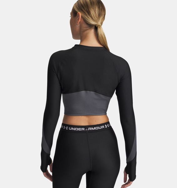 Siyah Kadın UA HeatGear Rib 1/4 Fermuarlı Uzun Kollu T-Shirt
