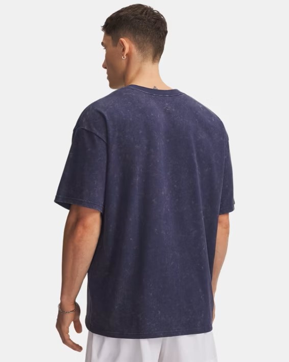 Mavi Erkek UA Heavyweight Oversized Logo Wash Kısa Kollu T-shirt