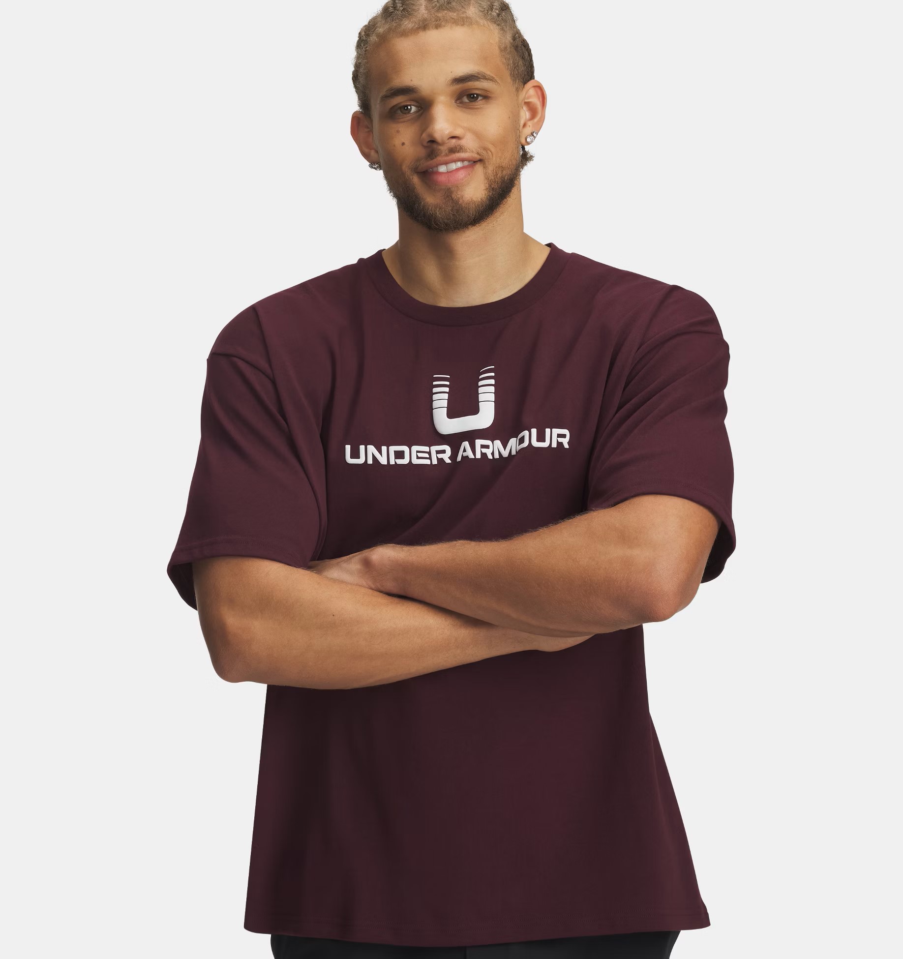 Erkek UA Heavyweight U Logo Kısa Kollu T-Shirt Bordo