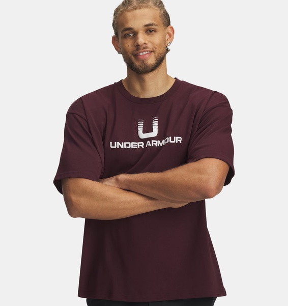 Bordo Erkek UA Heavyweight U Logo Kısa Kollu T-Shirt