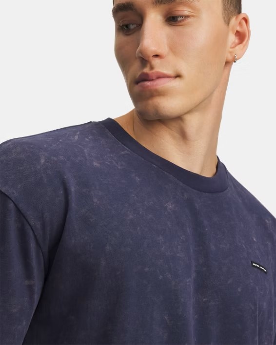 Mavi Erkek UA Heavyweight Oversized Logo Wash Kısa Kollu T-shirt