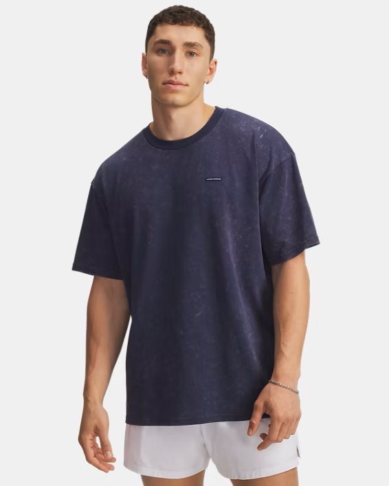 Mavi Erkek UA Heavyweight Oversized Logo Wash Kısa Kollu T-shirt