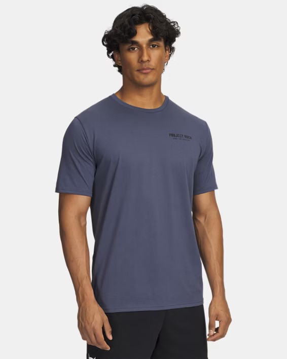 Erkek UA Project Rock Kısa Kollu T-Shirt Gri