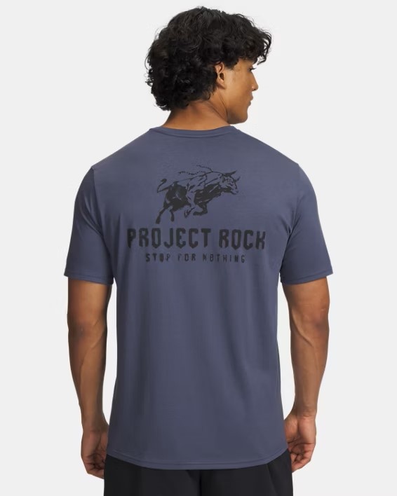 Gri Erkek UA Project Rock Kısa Kollu T-Shirt