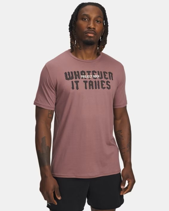Kahverengi Erkek UA Project Rock Kısa Kollu 1 T-Shirt