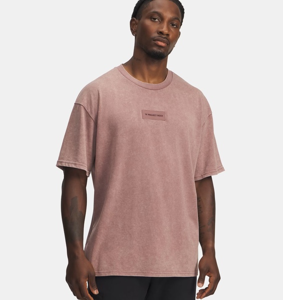 Kahverengi Erkek UA Project Rock Heavyweight Oversize T-Shirt
