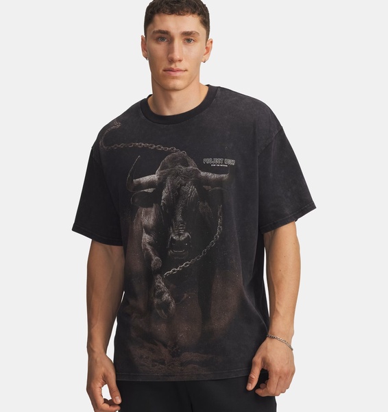 Siyah Erkek UA Project Rock Washed Heavyweight T-Shirt