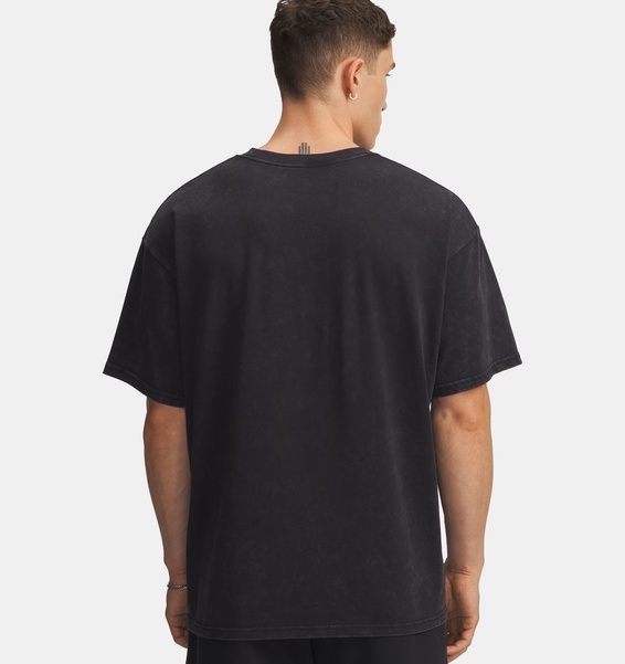 Siyah Erkek UA Project Rock Washed Heavyweight T-Shirt