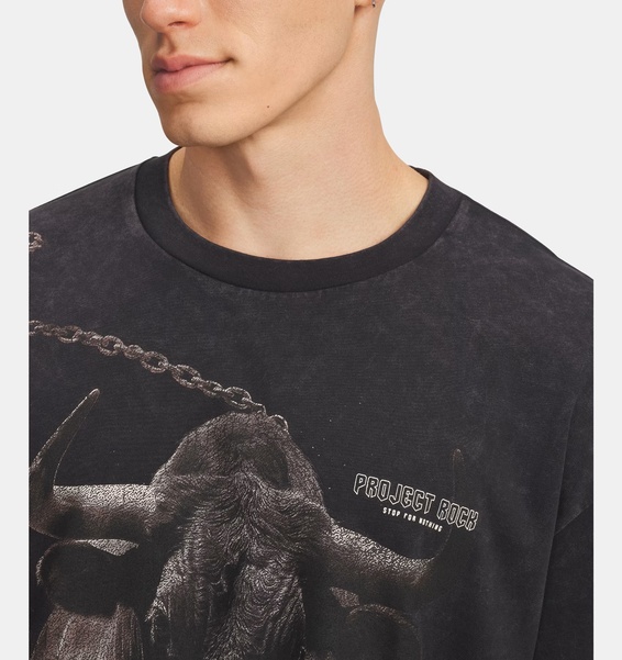 Siyah Erkek UA Project Rock Washed Heavyweight T-Shirt