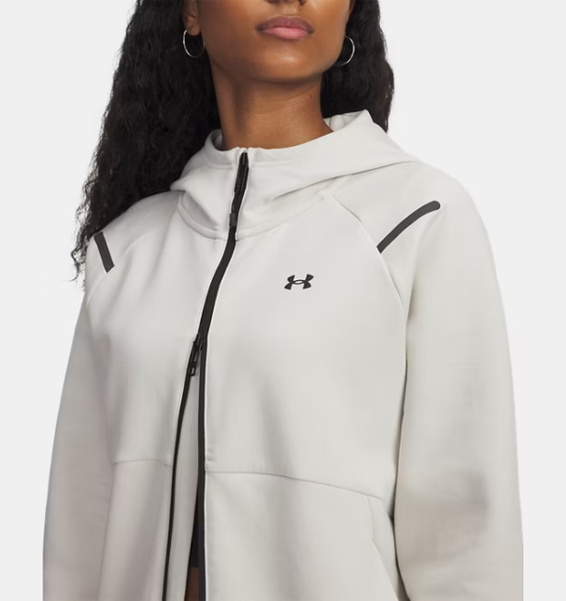 Beyaz Kadın UA Unstoppable Fleece Tam Fermuarlı Sweatshirt