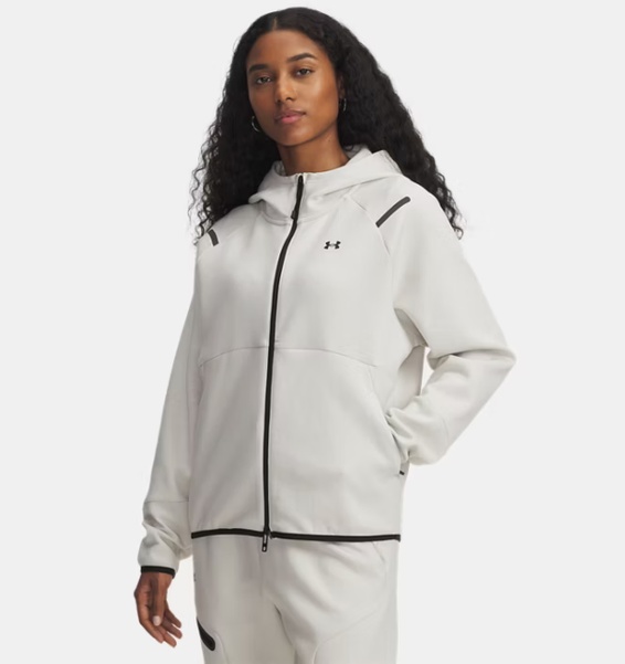 Beyaz Kadın UA Unstoppable Fleece Tam Fermuarlı Sweatshirt