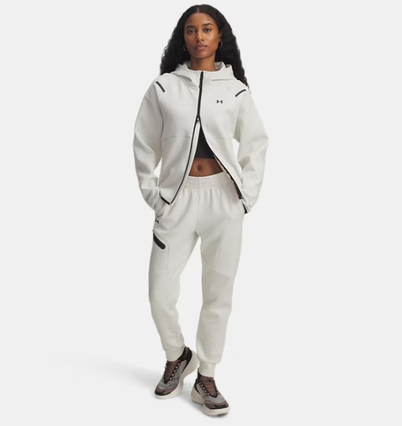 Beyaz Kadın UA Unstoppable Fleece Tam Fermuarlı Sweatshirt