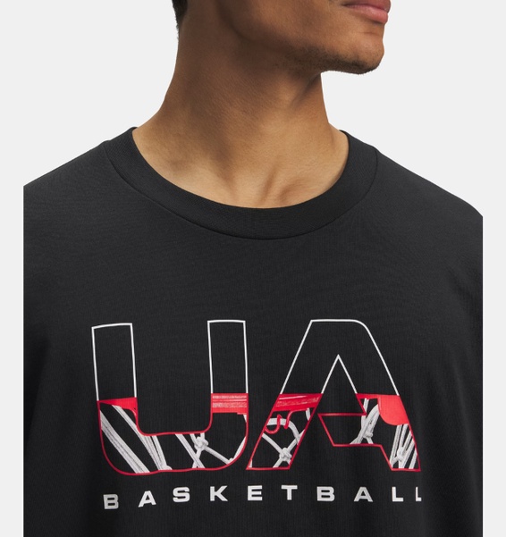 Siyah Erkek UA Heavyweight Hoops Branded Kısa Kollu T-Shirt