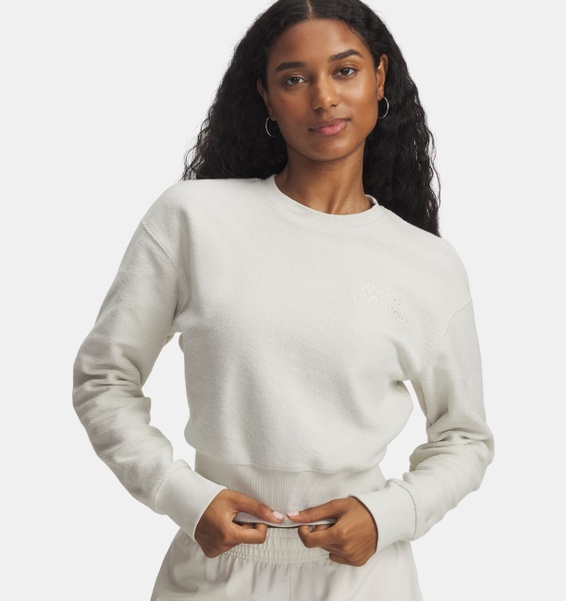 Beyaz Kadın UA Icon Terry Varsity Crew Sweatshirt