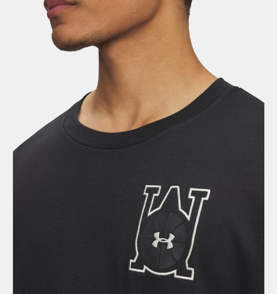 Siyah Erkek UA Heavyweight Oversize Hoops Courtside T-Shirt