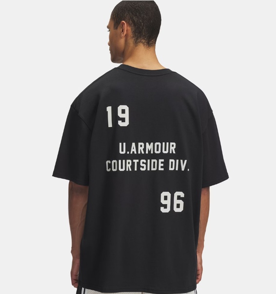 Siyah Erkek UA Heavyweight Oversize Hoops Courtside T-Shirt
