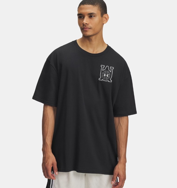 Siyah Erkek UA Heavyweight Oversize Hoops Courtside T-Shirt