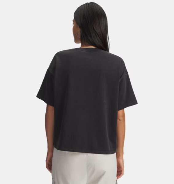 Siyah Kadın UA Heavyweight Boxy Wash Kısa Kollu T-Shirt