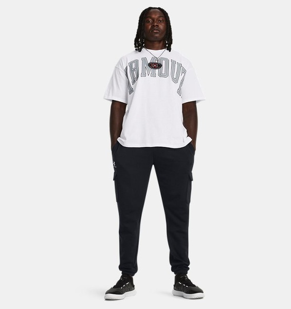 Siyah Erkek UA Icon Fleece Cargo Pantolon