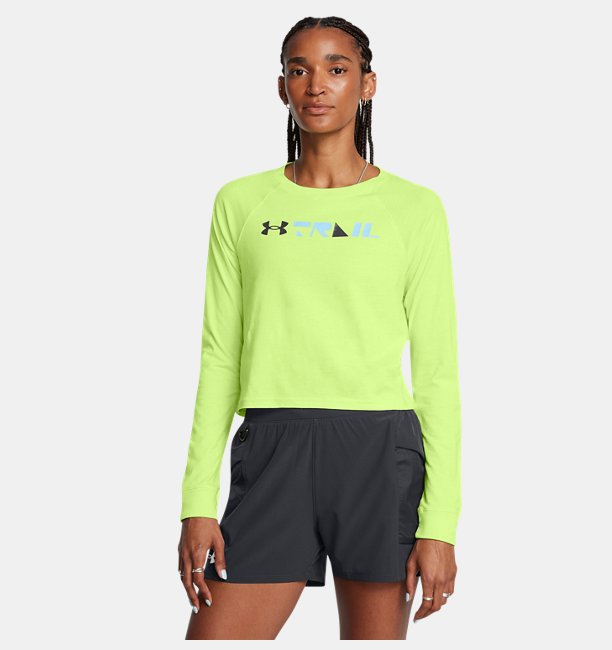 Kadın UA Trail Run Uzun Kollu T-shirt Yeşil