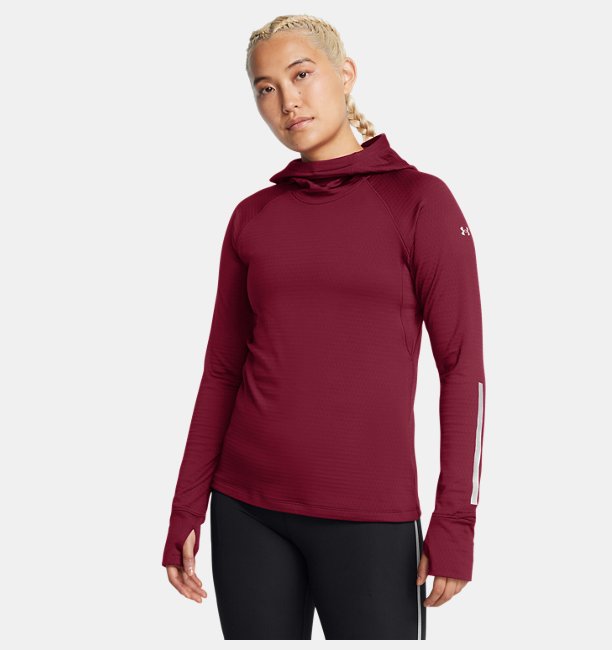 Kadın UA Launch CW Balaclava HD Uzun Kollu T-shirt Bordo