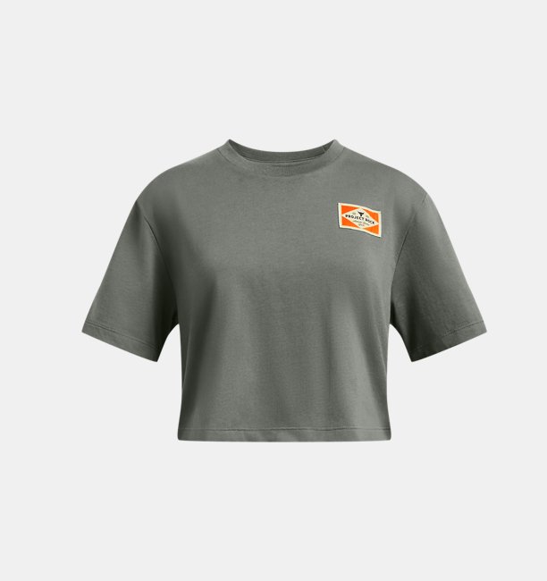 Çocuk UA Project Rock Campus Crop Kısa Kollu T-shirt Yeşil