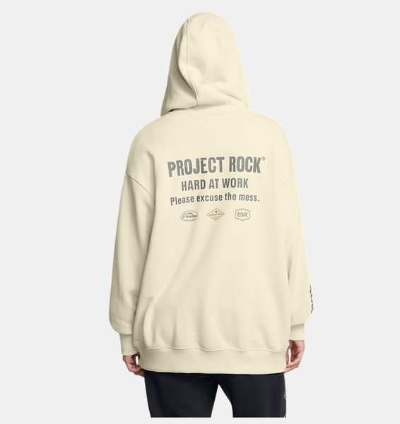 Bej Kadın UA Project Rock Heavyweight Tam Fermuarlı Hard at Wrk Sweatshirt