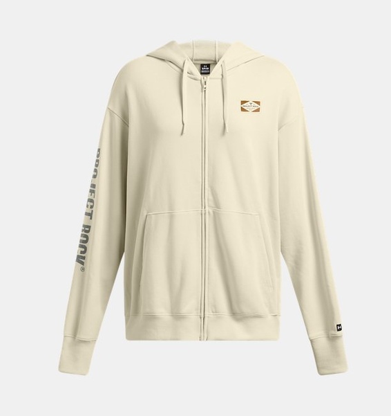 Bej Kadın UA Project Rock Heavyweight Tam Fermuarlı Hard at Wrk Sweatshirt