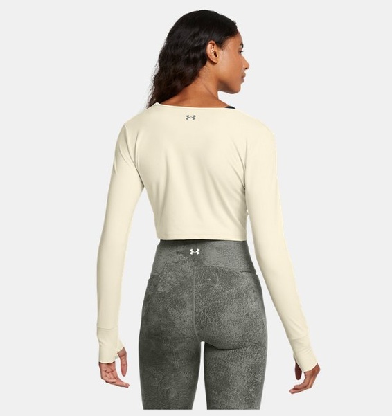 Bej Kadın UA Project Rock LG Uzun Kollu Workout T-shirt