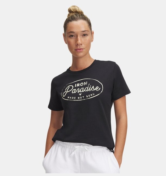 Siyah Kadın UA Project Rock Heavyweight Kısa Kollu Tools T-shirt