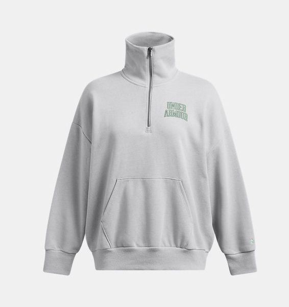 Gri Kadın UA Icon Heavyweight Terry Oversized Yarım Fermuarlı Sweatshirt