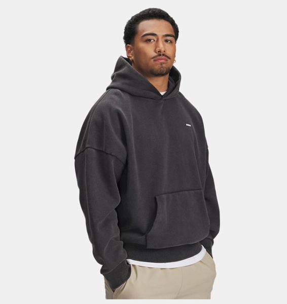 Siyah Erkek UA Icon Heavyweight Fleece Wash Oversized Kapüşonlu Üst
