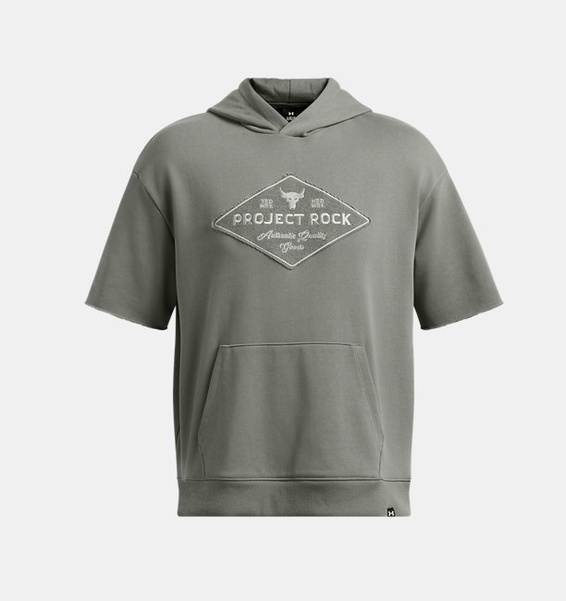Yeşil Erkek UA Project Rock Heavyweight SS Kapüşonlu Tools T-shirt