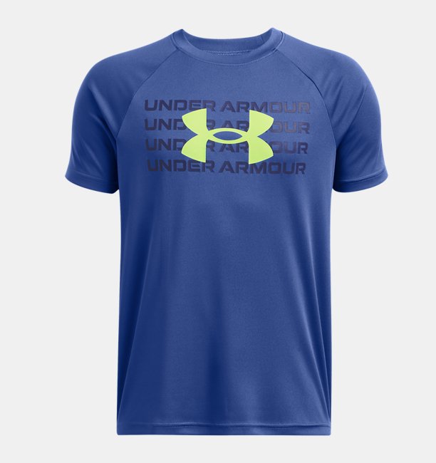 Çocuk UA Tech Wordmark Logo Kısa Kollu T-shirt Mavi