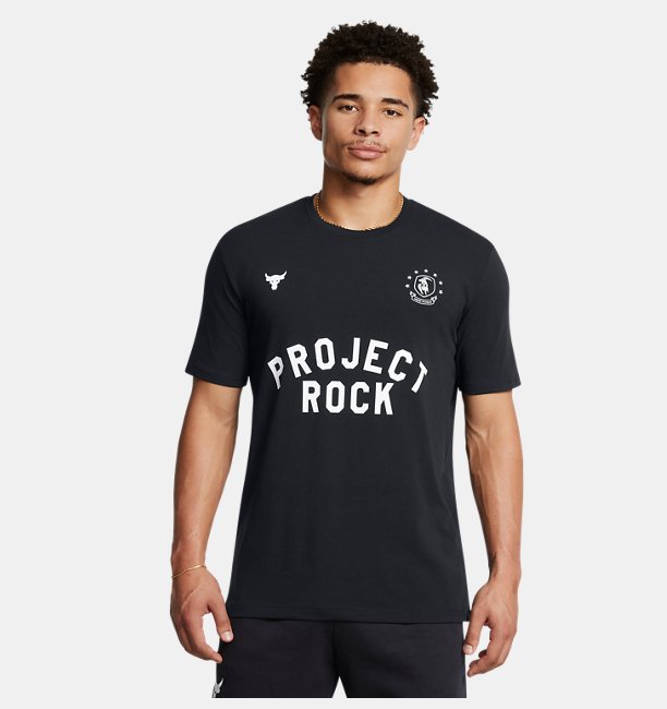 Erkek UA Project Rock Kısa Kollu BOH T-shirt Siyah