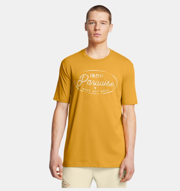Erkek UA Project Rock Made Not Born Kısa Kollu T-shirt Altın