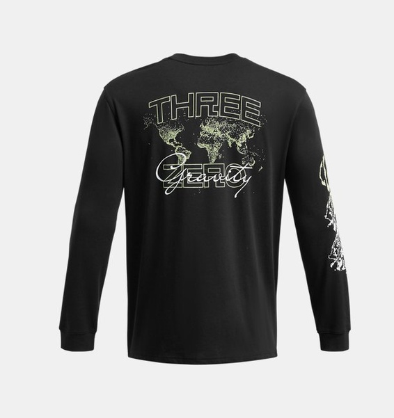 Siyah Erkek UA Curry Heavyweight Verbiage Uzun Kollu T-shirt