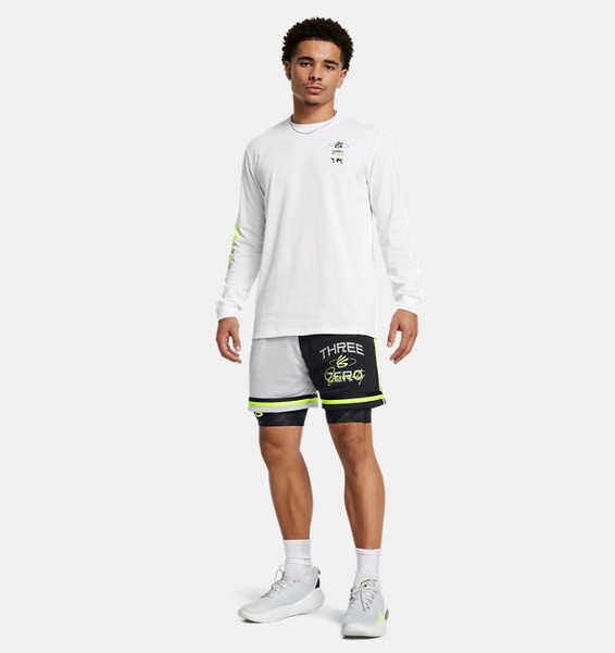 Beyaz Erkek UA Curry Heavyweight Verbiage Uzun Kollu T-shirt