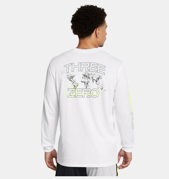 Beyaz Erkek UA Curry Heavyweight Verbiage Uzun Kollu T-shirt