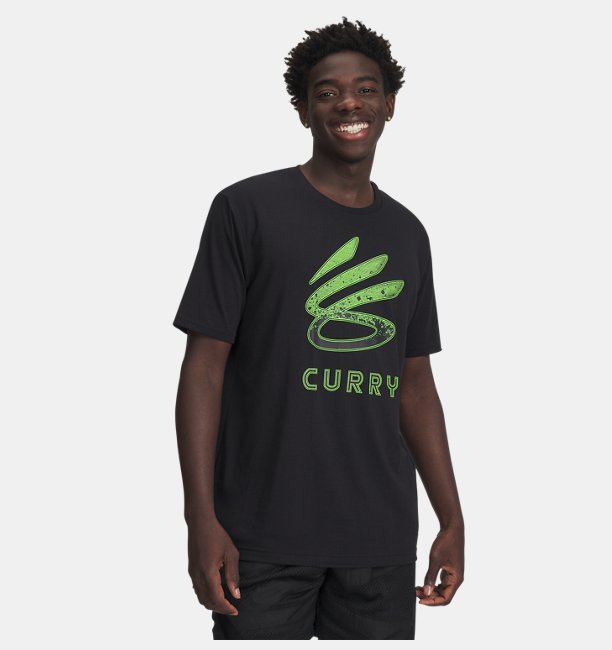 Erkek UA Curry Logo Trend T-shirt Siyah