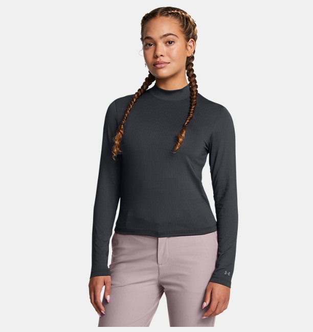 Kadın UA Drive Mock Uzun Kollu T-shirt Siyah