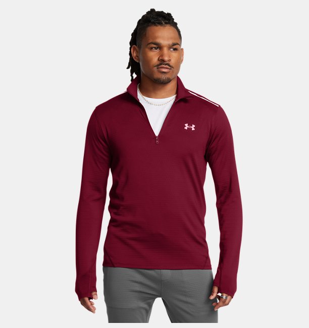 Erkek UA Vanish CW 1/4 Fermuarlı Uzun Kollu T-shirt Bordo