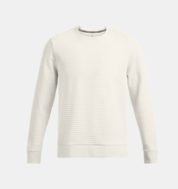 Beyaz Erkek UA Unstoppable Fleece Grid Bisiklet Yaka Sweatshirt