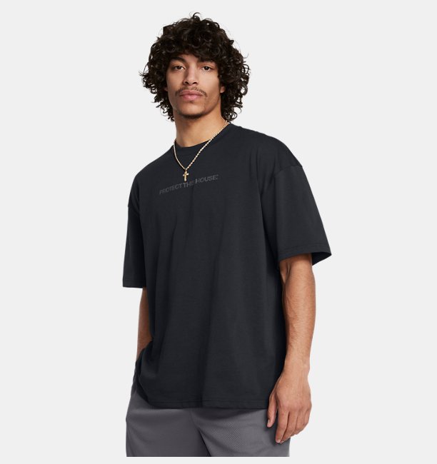 Erkek UA PTH Pack Heavyweight Oversized Kısa Kollu T-shirt Siyah