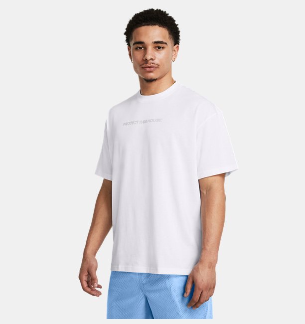Erkek UA PTH Pack Heavyweight Oversized Kısa Kollu T-shirt Beyaz