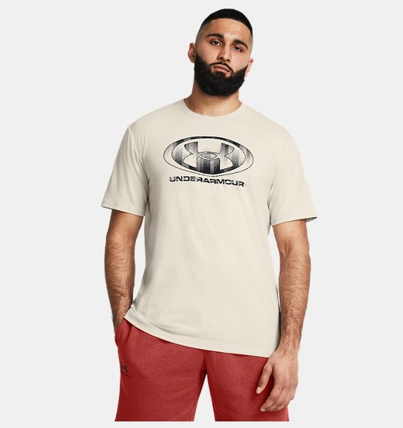 Beyaz Erkek UA Glitch Logo 60/40S Kısa Kollu T-shirt