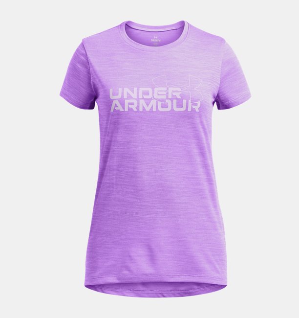 Çocuk UA Tech Twist Wordmark Logo Kısa Kollu T-shirt Lila
